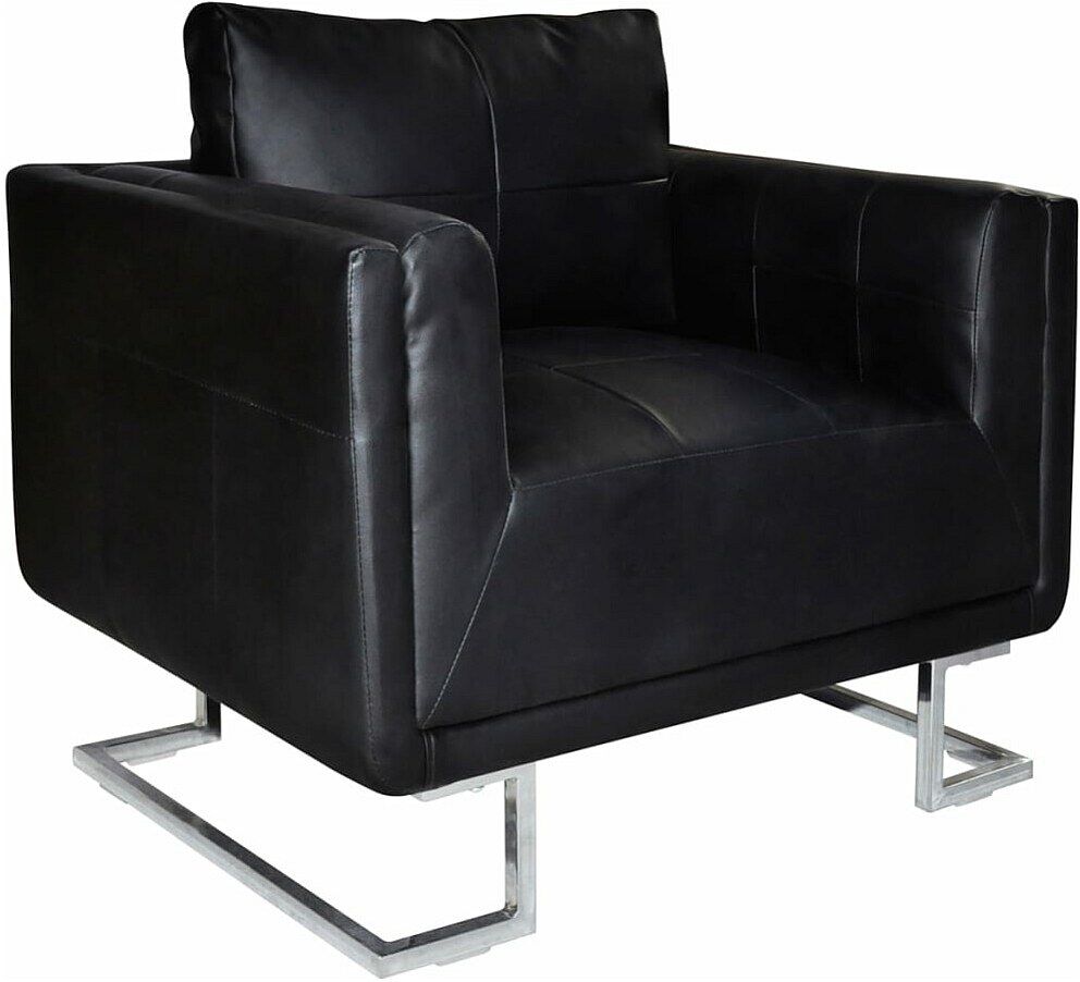 Clicnbuy Sillón con patas cromadas y cuero artificial negro