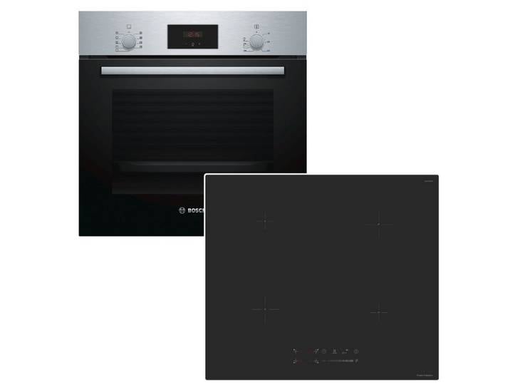 BOSCH Backofen-Set Einbauherd Teleskopauszug + KEENBERK mattes Induktionskochfeld PREMIUM, mit 1-fach Teilauszug