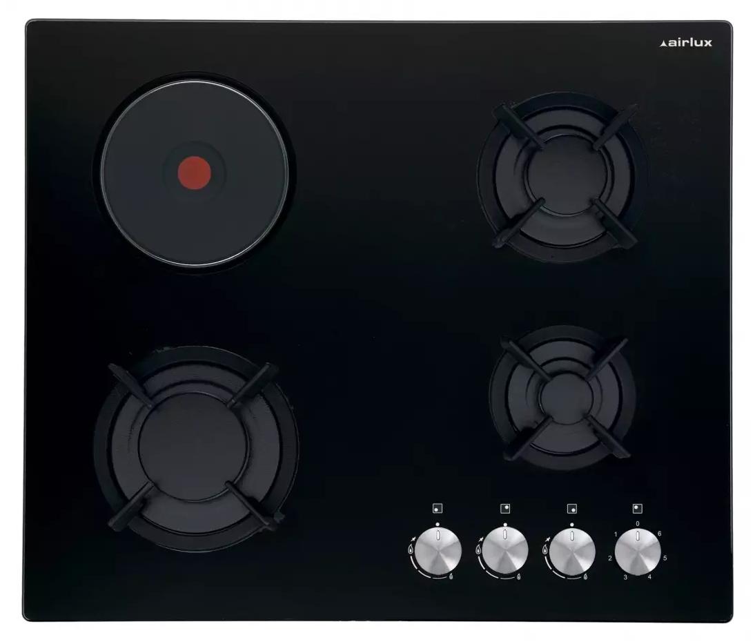 Airlux AV647HBK, Schwarz, Integriert, Kombi, Glas, 4 Zone(n), 3 Zone(n)