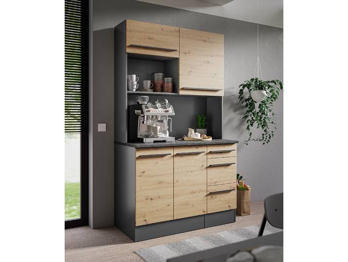 Buffet 120 x 211 x 60cm Marron/Imitation chêne Artisan/Anthracite