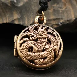 Drachensilber Drache Medaillon Schmuck Anhänger Bronze zum Öffnen - Bronze