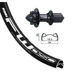 XLC Hinterrad 24 Zoll für Scheibenbremse, 6-Loch-Aufnahme, 32 Speichen, Einbaubreite 135 mm, schwarz