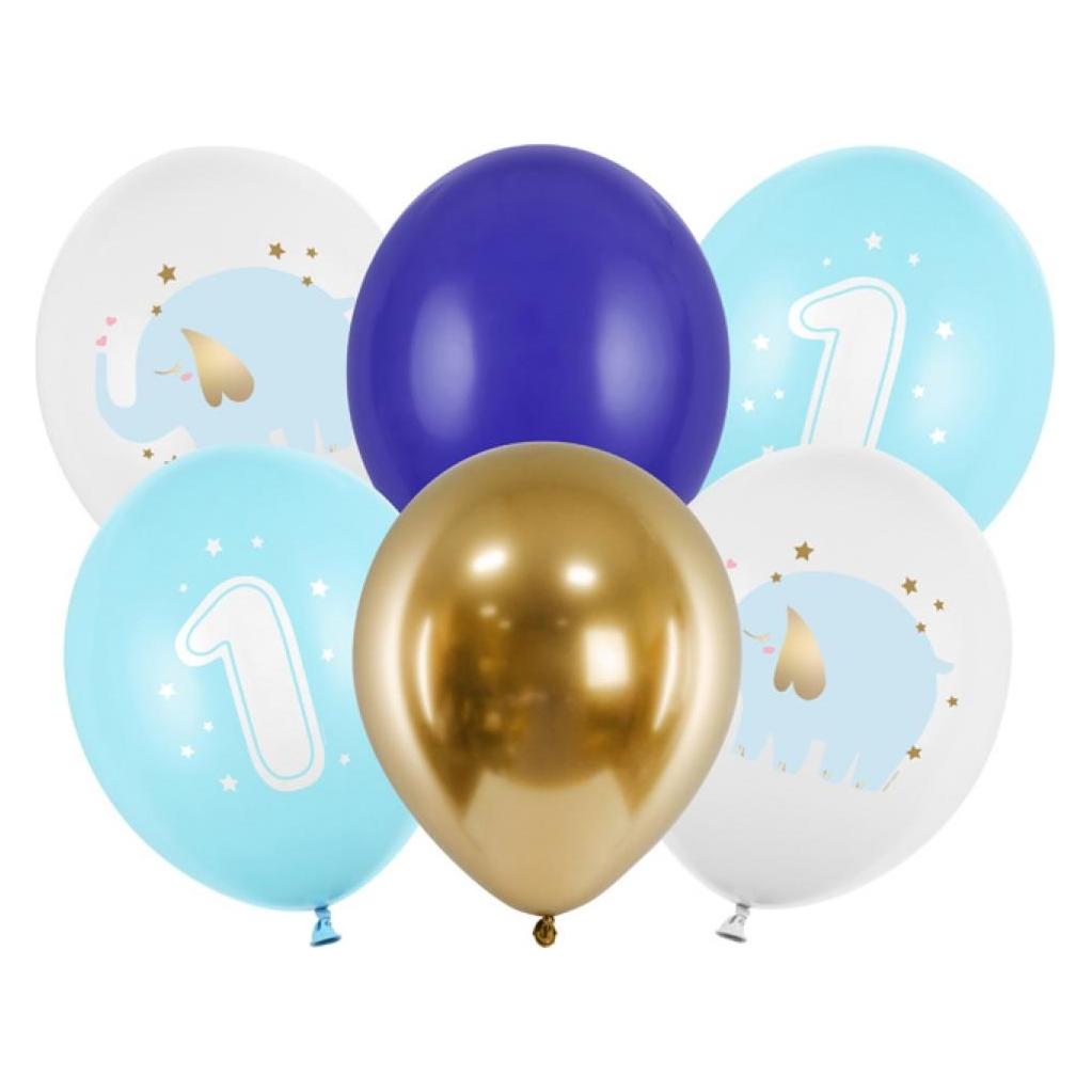 Partydeco Ballon sortiert - 1 Jahr Blau (6St.) (6x) (513457)