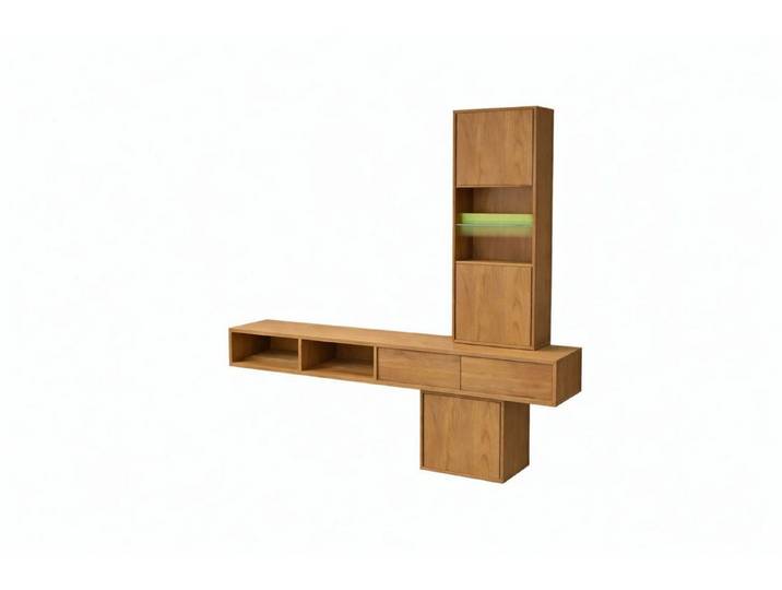 Natur24 Hängeschrank Trier Wohnwand Kombination I 177x185 cm Wildeiche massiv Hängeschrank