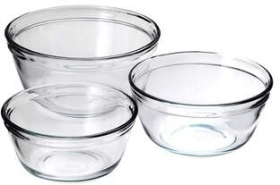 Anchor Hocking 2.5 qt Glass Clear Mixing Bowl Set 3 pc