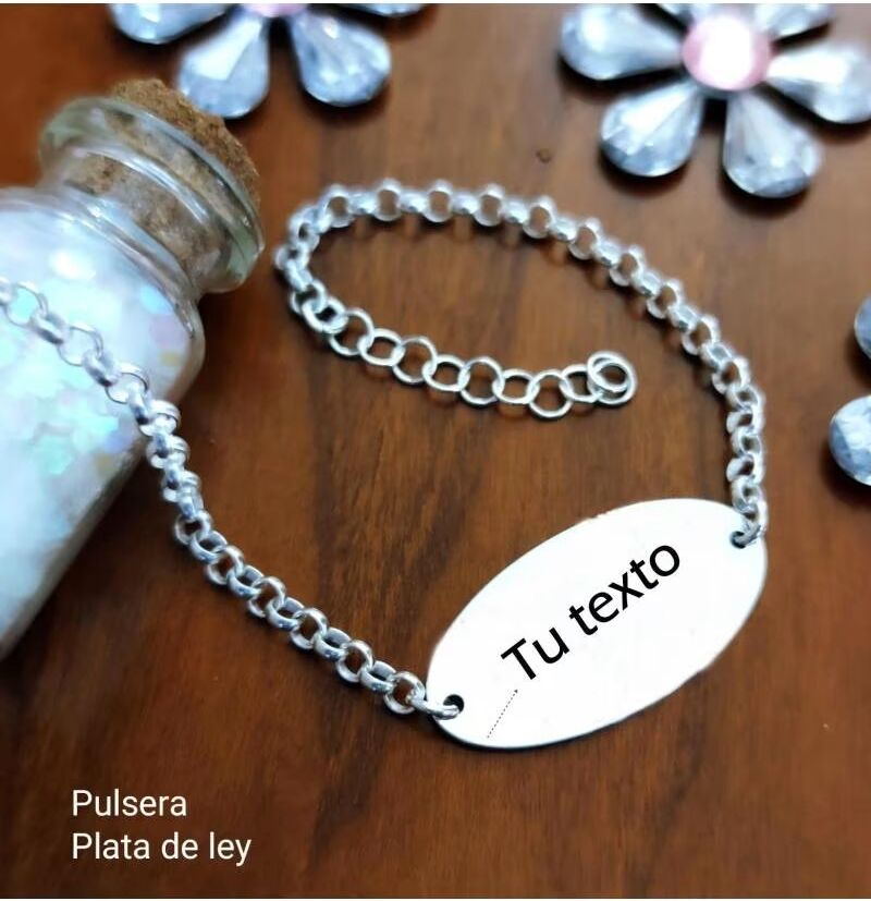Pulsera De Plata De Ley Personalizada Minoplata Talla Única Mujer