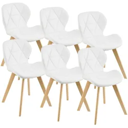 Esszimmerstuhl Älmhult 6-er Set 78x47x52 cm Kunstleder Weiß [en.casa]