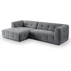 SOFA grau Webstoff 292 x 161 cm, Ecksofa 5-Sitzer, L-Sofa Ottomane links