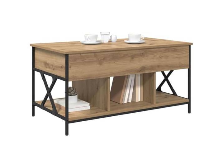 KTHLBRH Couchtisch Eiche Handwerk 100 x 55 x 48,5 cm Technisches Holz und Metall, solide Oberfläche, modernes Design für Wohnzimmer