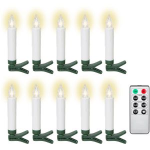 Goobay Christbaumkerzen 77753, mit Fernbedienung, Timer, dimmbar, weiß, 10 Stück