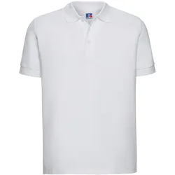 Russell Men ́s Ultimate Cotton Polo-Shirt Herren mit Seitenschlitze R-577M-0 Klassische Passform, white, XL