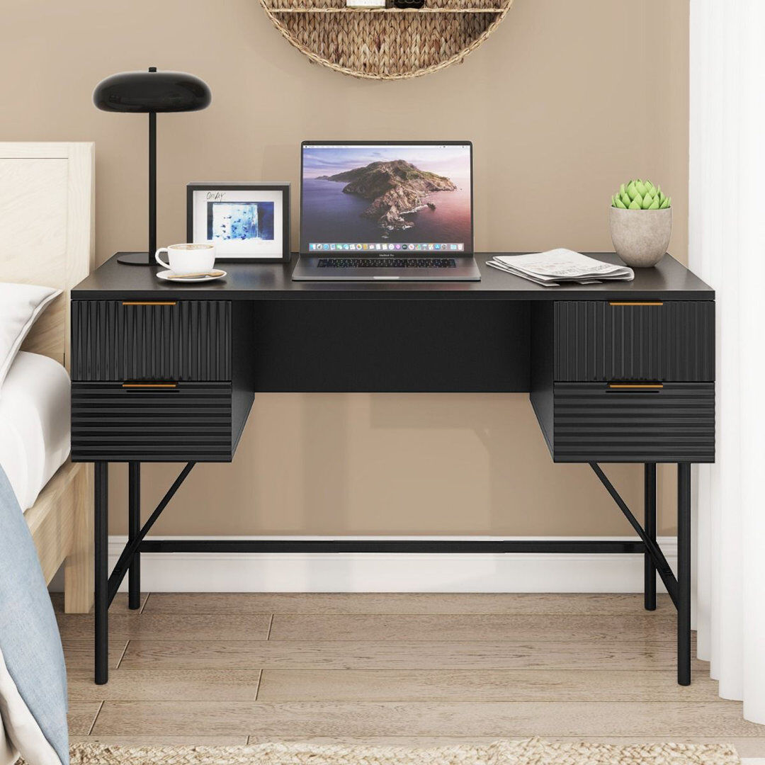 17 Stories Iron Computer Desk Black 75cm H X 120cm W X 48cm D