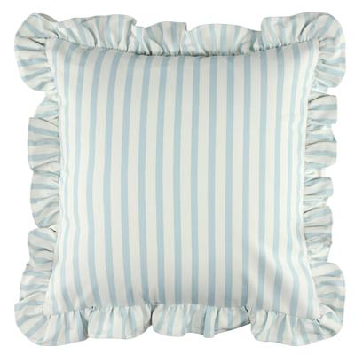 Kissenbezug TOM TAILOR HOME "Volant", blau (hellblau), B:45cm H:1cm L:45cm, Polyester, Baumwolle, Polyester, Kissenbezüge, Kissenbezug, mit moderner Volant-Umrandung