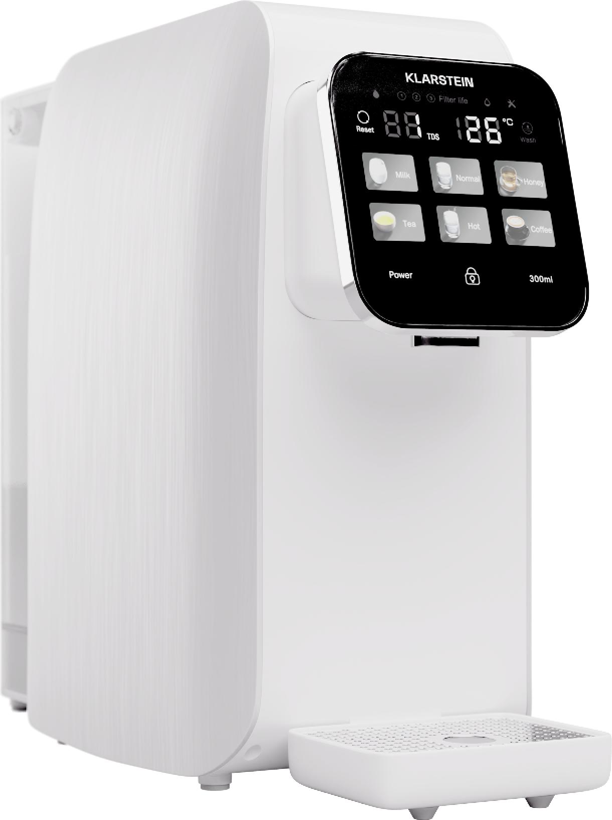 Klarstein AquaLine Osmose-Wasserfilter-System für Umkehrosmose, 3L Auftisch Wasserfilter-System mit 5-Stufige Filtration, 3 Filter & Touch Screen, Filtert Schnell Wasser, 2-Tank RO-Umkehrosmoseanlage