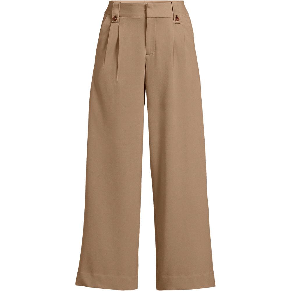 Leichte fließende 7/8-Bundfaltenhose für Damen, Damen, size: regular, Beige, by Lands' End