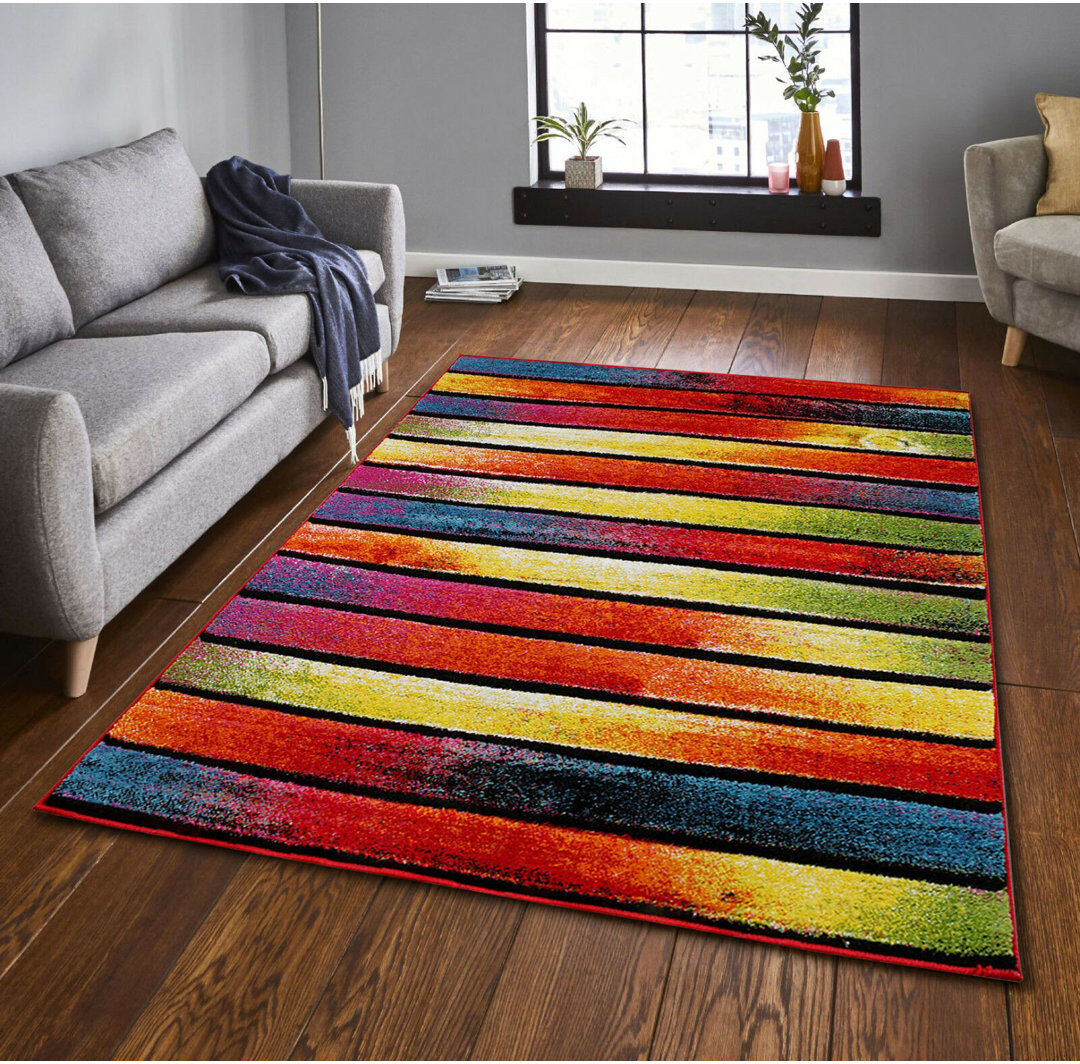 Ebern Designs Daekwon Rectangle Hand Woven Area Rug Orange/Black/Green/Orange/Black/Green Rectangle 160 x 230cm