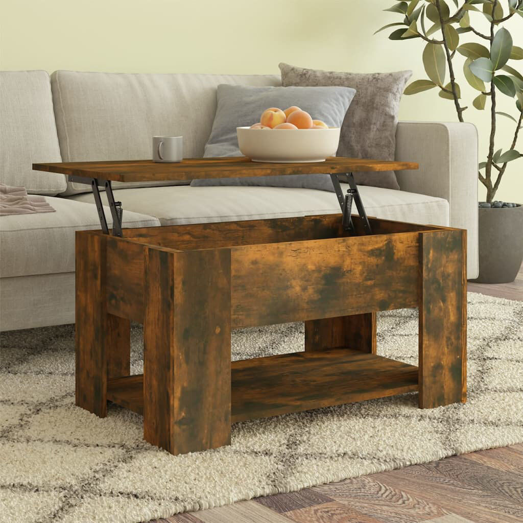 Latitude Run Husnija Lift Top Four Leg Coffee Table with Storage Brown 41cm H X 79cm W X 49cm D