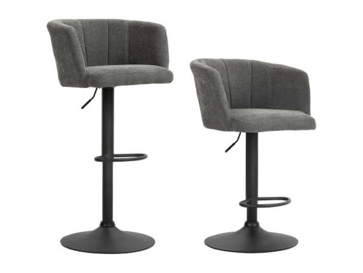 HOMCOM 2er-Set Barhocker Bistrohocker mit Fußstütze Drehbar Dunkelgrau Barstuhl, Höhenverstellbar, Küchenhocker mit Leinenbezug, für Wohnzimmer, Esszimmer