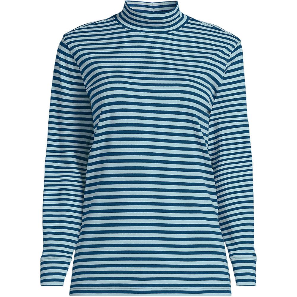 Stehkragen-Shirt in Petite-Größe, Damen, size: petite, Grün, Baumwolle, by Lands' End