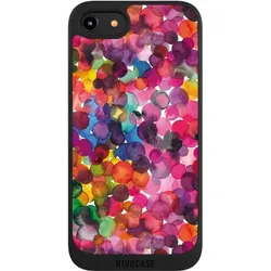 Nivocase Handyhülle für Apple iPhone 8 Hülle NIVOpure Case Schwarz Punkte Wasserfarbe bunt (Apple iPhone 8), Smartphone Hülle, Mehrfarbig, Schwarz