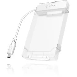 ICY BOX IB-AC703-C, USB 3.2 Gen 1 Type-C zu 2,5" SATA Festplatten (9,5 mm Höhe) Adapter Kabel mit Schutzbox, Zugriff LED, weiß