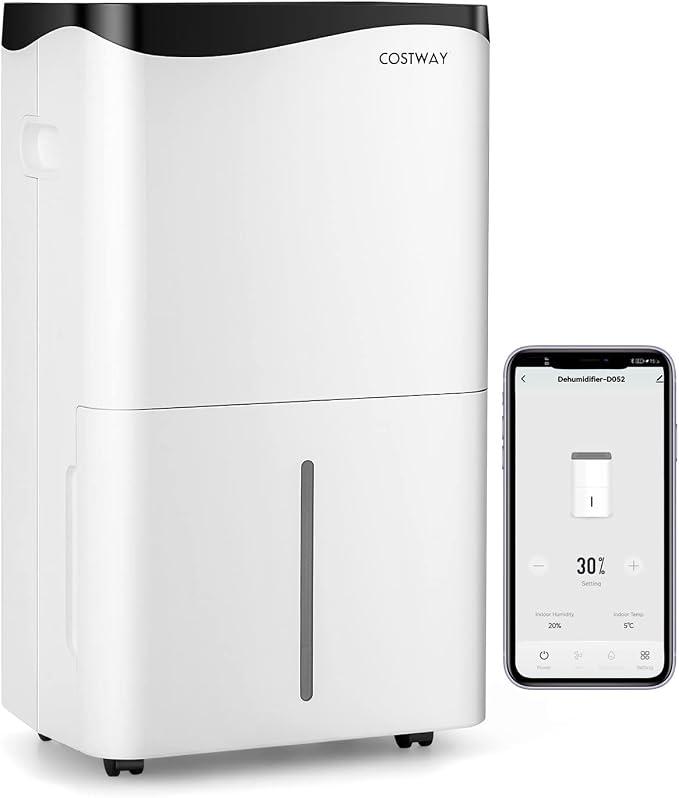 Bautrockner, 4 Modi, Smart Luftentfeuchter mit 24H Timer & Ventilator & Schlafmodus, 5L Wassertank & Ablaufschlauch, LED-Anzige, Raumgröße ca. 250m? (100m?)