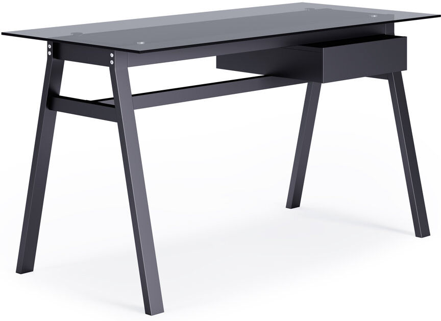 Ebern Designs Birl Glass Stainless Steel Writing Desk Gray 76cm H X 140cm W X 65cm D