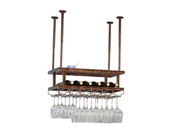 whalebee Weinglasregal Aus Metall Hängen Decken-Weinregal Schwarz, Bronze Große Kapazität Länge 60cm-200cm Weinregale Gläserhalterung Für Bar, Küche, Lagerregal