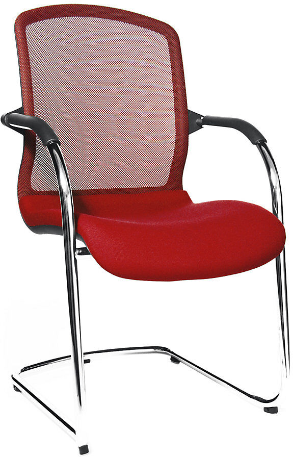 OPEN CHAIR - der Design-Besucherstuhl, Freischwinger mit Netzrücken, VE 2 Stk, rot Topstar