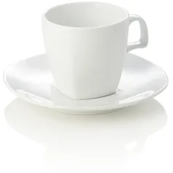 16x Cappuccinotasse mit Untertasse Set, 180 ml, weiß, Porzellan