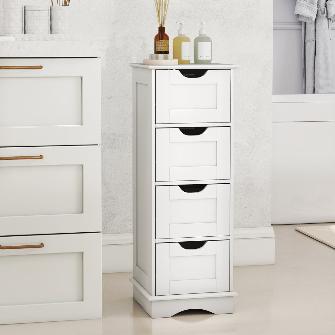 17 Stories Freestanding Linen Cabinet White 82cm H X 30cm W X 30cm D