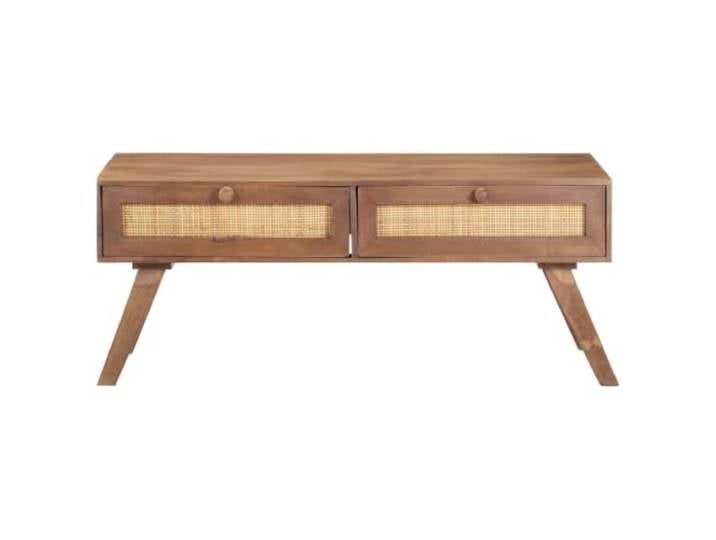 KKgypkn Couchtisch 100x60x40 cm Mango Massivholz 2 Schubladen, Große Tischplatte, Rustikales Design, Einzigartige Holzmaserung