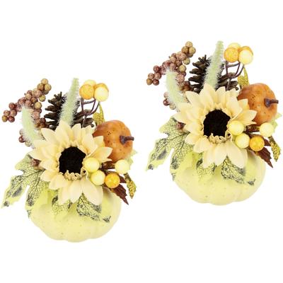 Gestecke I.GE.A. "Sonnenblume", beige (creme), B:13cm H:18cm L:12cm, Obermaterial: 60% Polyester, 40% Kunststoff, Kunstpflanzen, Herbstblumen