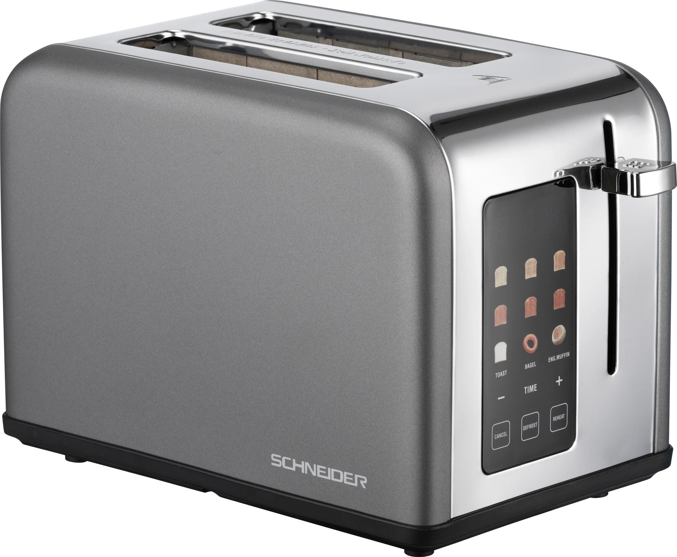 SCHNEIDER Toaster "SCH-TST-6112D", silber, B:15cm H:18cm, Toaster, Kompakter 2-Scheiben-Röster mit 9 Funktionen und 815 W, Toaster silber Einheitsgröße