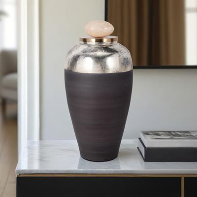 Sagebrook Home Glass Jar With Metal & Resin Details