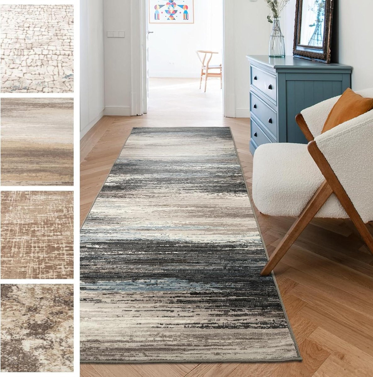 Karpet Runner Keukenloper van Polyamide in Bruin Beige Grijs - 80 x 150 cm
