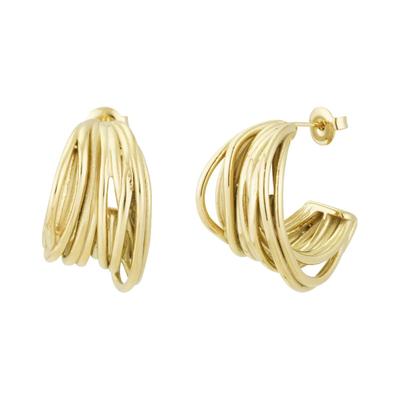 Paar Creolen ADELIA´S "Ohrringe Creolen aus Edelstahl mit geschwungener Linienoptik", Damen, Gr. Damen, gold (goldfarben), Ohrringe, Modisch geschwungene Modeschmuck-Creolen mit mehrlagiger Form