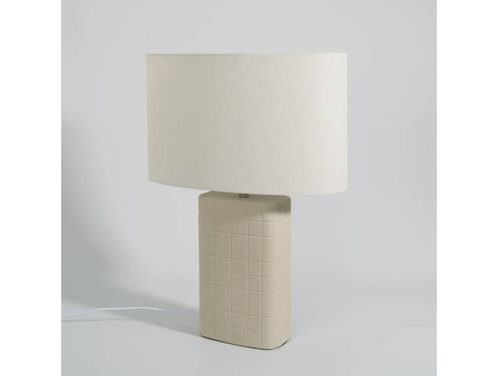 Steingutlampe mit cremefarbenem Lampenschirm, Höhe 53 cm