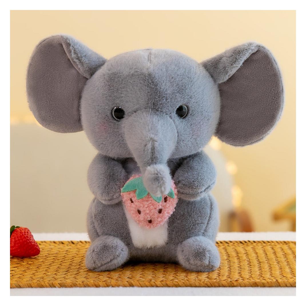 Lean Toys Lean Plüsch Maskottchen Huggable Elefant Mit Erdbeere Grau 23Cm (23 cm) (65613561)