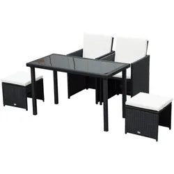 Outsunny Polyrattan Sitzgruppe Essgruppe Gartenset Garnitur 11 tlg. mit Kissen, Schwarz