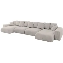 WOHNLANDSCHAFT mit Schlaffunktion ESKAR-U2-464x176x72cm Hellbraun
