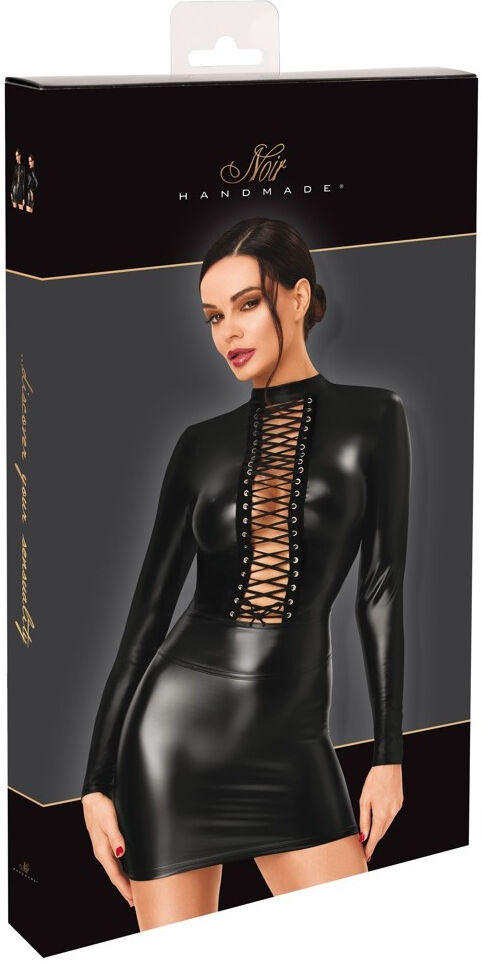 Noir Robe courte moulante à laçage sensuel
