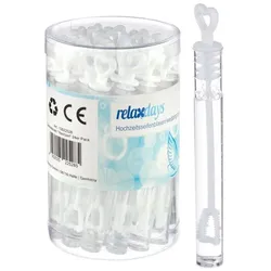 Relaxdays Seifenblasen Hochzeit 24 Stück Weiß,Transparent