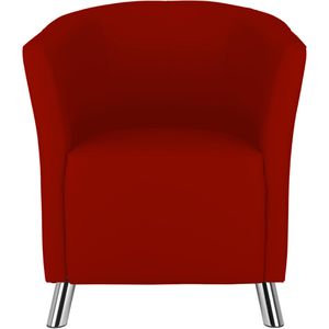 Nowy-Styl Loungesessel COLUMBIA, rot, mit Vierfußgestell aus Metall und Kunstlederbezug