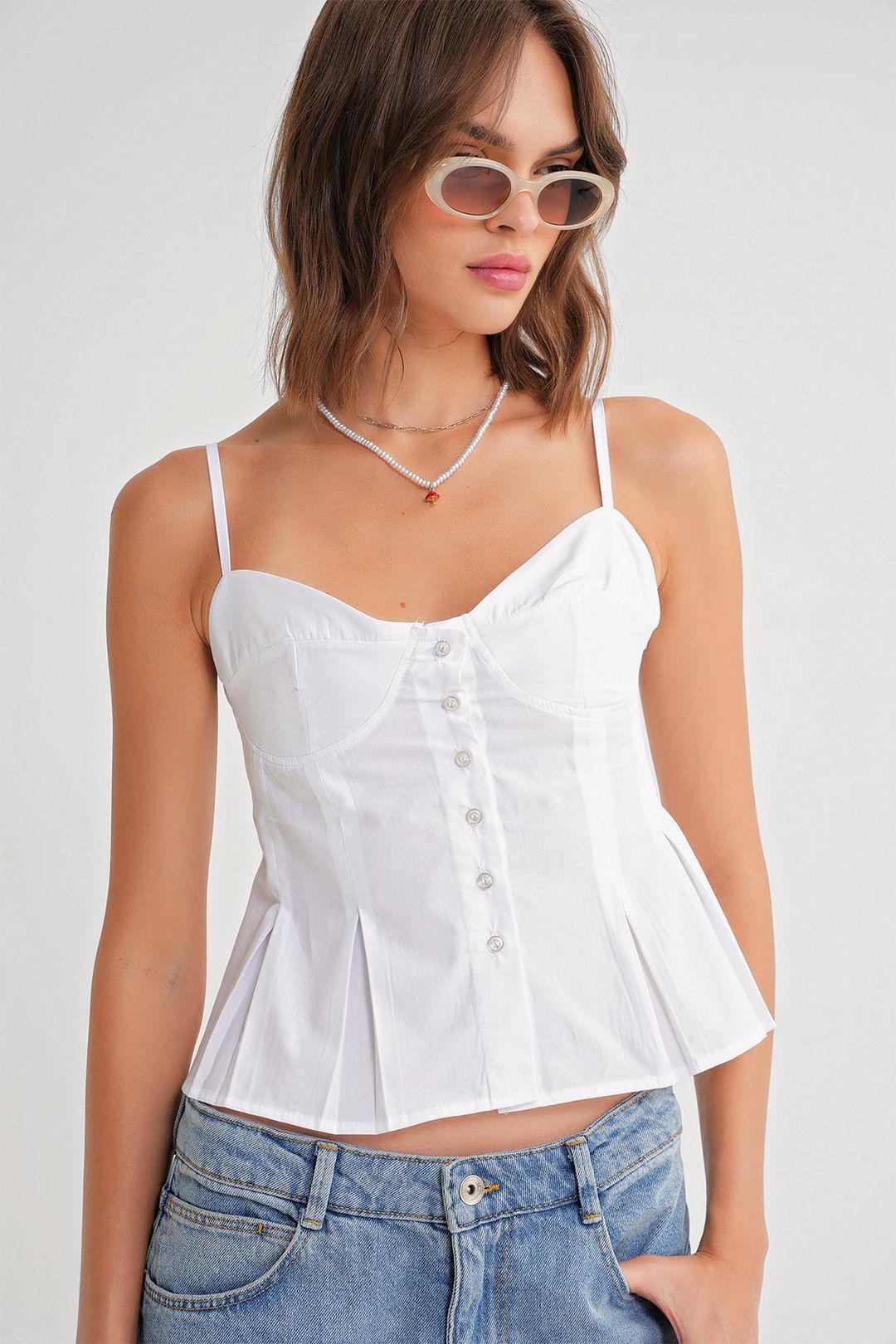 Schattige Nekknopen Peplum Camisole Top