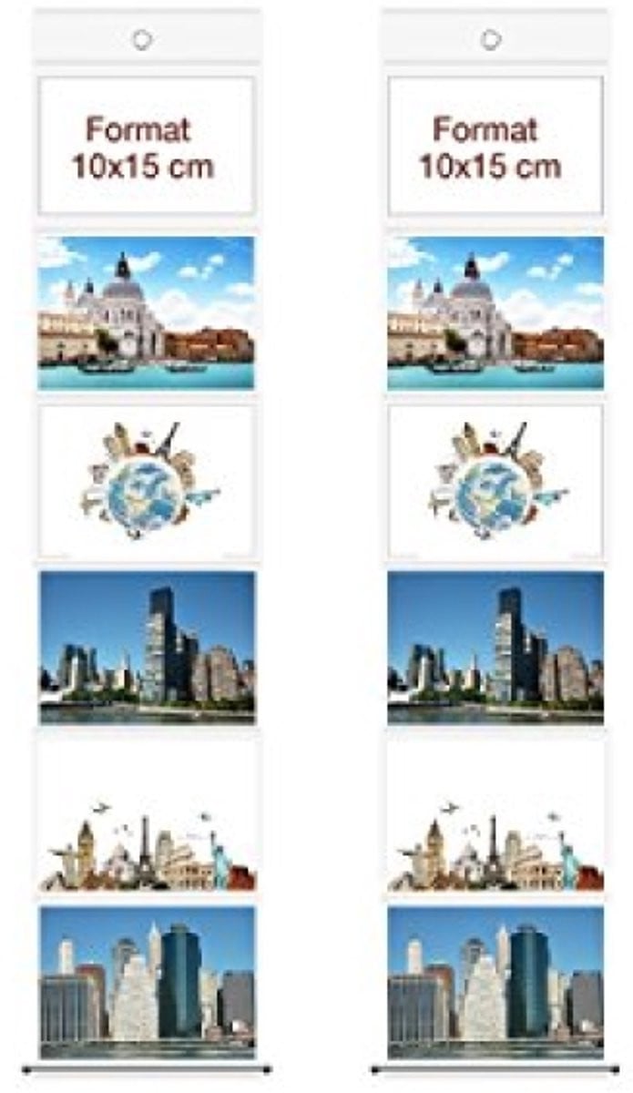 PromoHome Fotogordijn Decoratie - 2 Fotohouders - Zwart - 10x15 cm - 12 Foto's Totaal