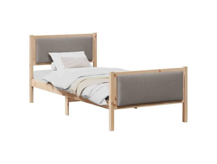 KTHLBRH Bett mit Kopfteil, taupe, 100 x 200 cm, Kiefernholz Lattenrost, gepolstertes Kopfteil, Stauraum unter dem Bett, Verwendung im Innenbereich
