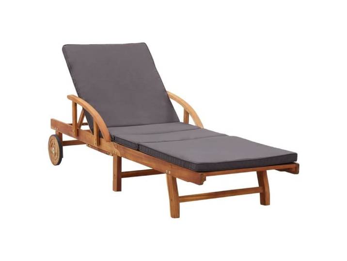 Chaise longue avec coussin Bois d'acacia solide