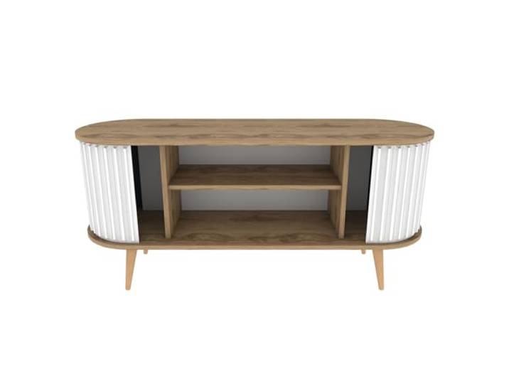 Moderner TV-Ständer, Eiche Oud & Weiß, 140 cm x 43 cm x 64 cm 100% melaminbeschichtete Spanplatte, 18 mm stark Skandinavisches Design für stilvolle Wohnzimmer