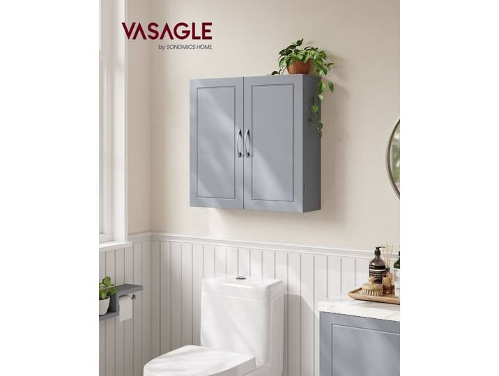 VASAGLE Armoire Murale pour Salle de bain, Placard de Rangement Mural pour Salle de Bain, 18 x 60 x 60 cm, Armoire à Pharmacie avec Étagères Réglables